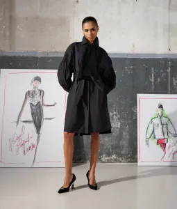 Šaty Karl Lagerfeld Huns Pick Kl Necktie Dress Čierna 42