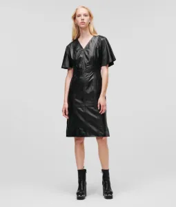 Šaty Karl Lagerfeld Leather Dress Čierna 38