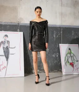 Šaty Karl Lagerfeld Leather Dress Čierna 40 #6502458
