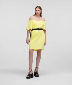 Šaty Karl Lagerfeld Linen Blend Dress W/Belt Žltá 40