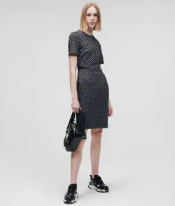 Šaty Karl Lagerfeld Monogram Punto Dress Čierna 40
