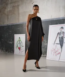 Šaty Karl Lagerfeld One Shoulder Ceremony Dress Čierna M
