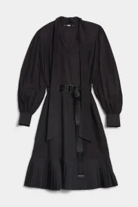 Šaty Karl Lagerfeld Pleated Hem Shirt Dress Čierna 40