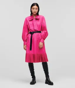 Šaty Karl Lagerfeld Pleated Hem Shirt Dress Ružová 42