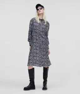 Šaty Karl Lagerfeld Printed Silk Shirt Dress Čierna 42