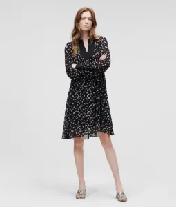Šaty Karl Lagerfeld Printed Viscose Ggt Dress Čierna Xs