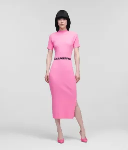 Šaty Karl Lagerfeld Sslv Knit Dress W/Logo Ružová S