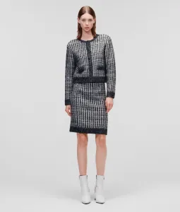 Sukňa Karl Lagerfeld Boucle Knit Skirt Čierna Xl