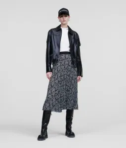 Sukňa Karl Lagerfeld K Print Pleated Skirt Čierna 40