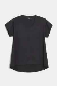 Tričko Karl Lagerfeld Feminine V-Neck T-Shirt Čierna L