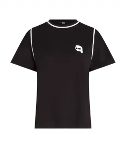 Tričko Karl Lagerfeld Ikonik 2.0 T-Shirt W Piping Čierna S