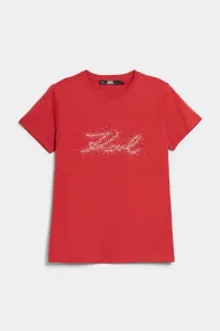 Tričko Karl Lagerfeld Rhinestone Karl Logo T-Shirt Červená M