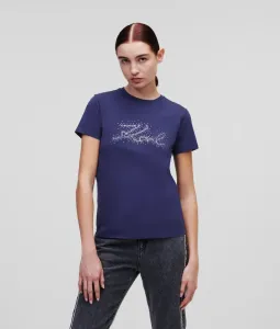 Tričko Karl Lagerfeld Rhinestone Karl Logo T-Shirt Modrá S