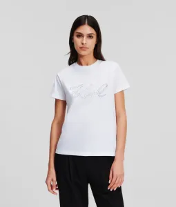 Tričko Karl Lagerfeld Rhinestone Logo T-Shirt Biela Xl