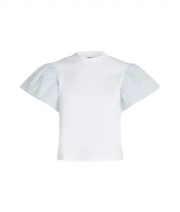 Tričko Karl Lagerfeld Ruffled Slv Fabric Mix T-Shirt Biela Xl