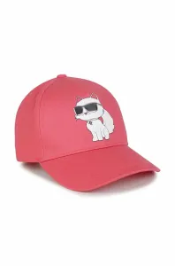 Detská bavlnená čiapka Karl Lagerfeld červená farba, s potlačou #7946505