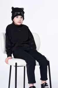Detská čiapka Karl Lagerfeld čierna farba biela, z tenkej pleteniny #8765892