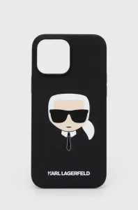 KLHCP13XSLKHBK Karl Lagerfeld Liquid Silicone Karl Head Kryt pro iPhone 13 Pro Max Black