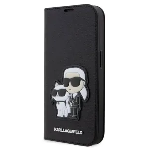 Diárové puzdro Karl Lagerfeld na Apple iPhone 13 Pro Max KLBKP13XSANKCPK Saffiano Karl and Choupette NFT Book čierne