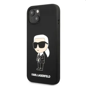 Silikónové puzdro Karl Lagerfeld na Apple iPhone 13 KLHCP13MSNIKBCK Liquid Silicone Ikonik NFT čierne