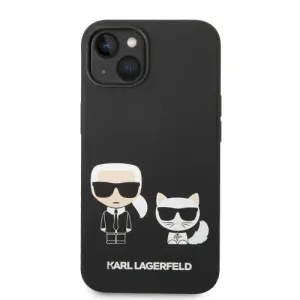 Silikónové puzdro Karl Lagerfeld na Apple iPhone 14 Plus KLHCP14MSSKCK Karl and Choupette Liquid Silicone čierne