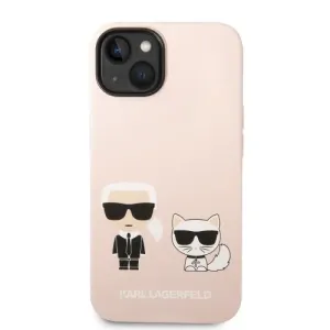 Karl Lagerfeld and Choupette Liquid Silicone Zadný Kryt pre iPhone 14 Plus Pink