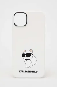 Silikónové puzdro Karl Lagerfeld na Apple iPhone 14 Plus KLHCP14MSNCHBCH Liquid Silicone Choupette NFT biele