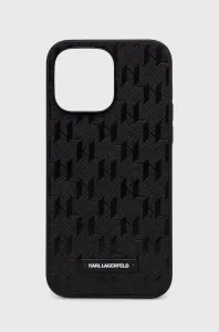 Puzdro Karl Lagerfeld Saffiano Monogram iPhone 14 Pro Max - čierne