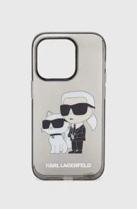 Plastové puzdro Karl Lagerfeld na Apple iPhone 14 Pro KLHCP14LHNKCTGK Translucent Karl and Choupette NFT čierne