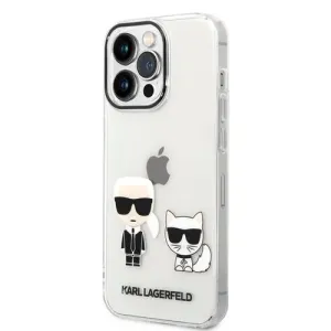 Karl Lagerfeld PC/TPU Ikonik Karl and Choupette Zadný Kryt pre iPhone 14 Pro Transparent