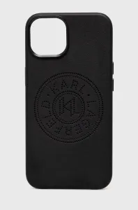 Karl Lagerfeld PU Leather Perforated Logo Zadný Kryt pre iPhone 14 Black
