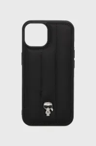 Puzdro Karl Lagerfeld iPhone 14 KLHCP14SPSQPK black hardcase Puffy Ikonik Pin