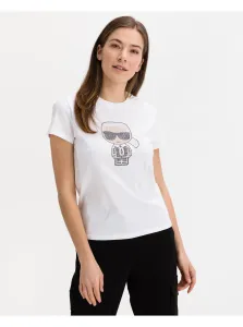 Tričko Karl Lagerfeld Ikonik Rhinestone Karl T-Shirt Biela M