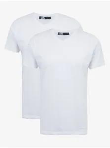 Súprava dvoch pánskych basic tričiek v bielej farbe KARL LAGERFELD