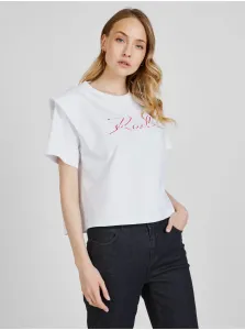White Women's T-Shirt with Shoulder Pads KARL LAGERFELD - Women #713121
