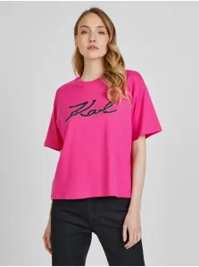Dark pink women's T-shirt KARL LAGERFELD - Women #713117