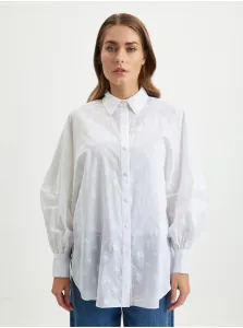 Bavlnená košeľa Karl Lagerfeld dámska, biela farba, voľný strih, s klasickým golierom #5547648