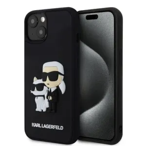 Karl Lagerfeld 3D Rubber Karl and Choupette Zadný Kryt na iPhone 13 Black