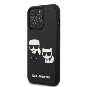 Puzdro Karl Lagerfeld and Choupette 3D iPhone 13 Pro Max - čierne