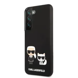 Karl Lagerfeld and Choupette Liquid Silicone Zadní Kryt pro Samsung Galaxy S22+ Black
