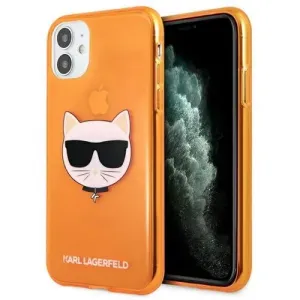 Puzdro Karl Lagerfeld KLHCP13SCHTRO TPU Choupette Head iPhone 13 mini Fluo - oranžové