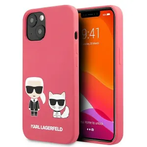 Puzdro Karl Lagerfeld KLHCP13SSSKCP and Choupette Liquid Silicone iPhone 13 mini - červené