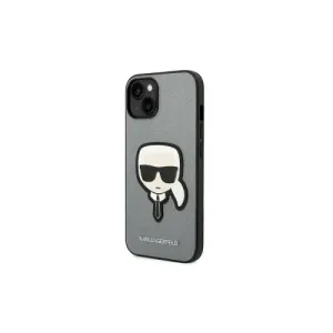Karl Lagerfeld KLHCP14XSAPKHG Apple iPhone 14 Pro Max silver hardcase Saffiano Karl`s Head Patch