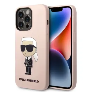 Karl Lagerfeld Liquid Silicone Ikonik NFT Zadný Kryt pre iPhone 15 Pro Pink