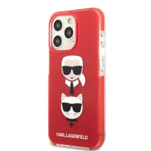 Puzdro Karl Lagerfeld TPE Karl and Choupette Heads iPhone 13 Pro Max - červené
