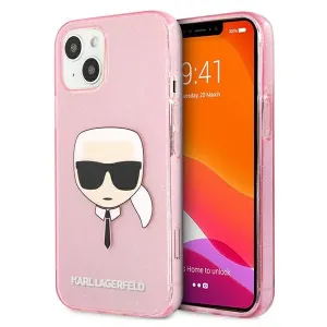 Karl Lagerfeld KLHCP13SKHTUGLP Apple iPhone 13 mini pink Ochranný kryt Glitter Karl`s Head