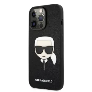 Puzdro Karl Lagerfeld KLHCP13XSAKHBK PU Saffiano Karl Head iPhone 13 Pro Max - čierne