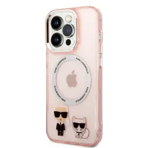 Karl Lagerfeld MagSafe Kompatibilný Kryt Karl and Choupette pre iPhone 14 Pro Max Pink