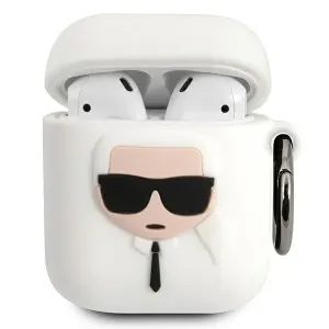 Karl Lagerfeld KLACCSILKHWH Apple AirPods cover white Silicone Ikonik