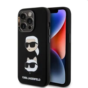 Zadný kryt Karl Lagerfeld Liquid Silicone Karl and Choupette Heads pre Apple iPhone 15 Pro Max, čierna 57983116861
